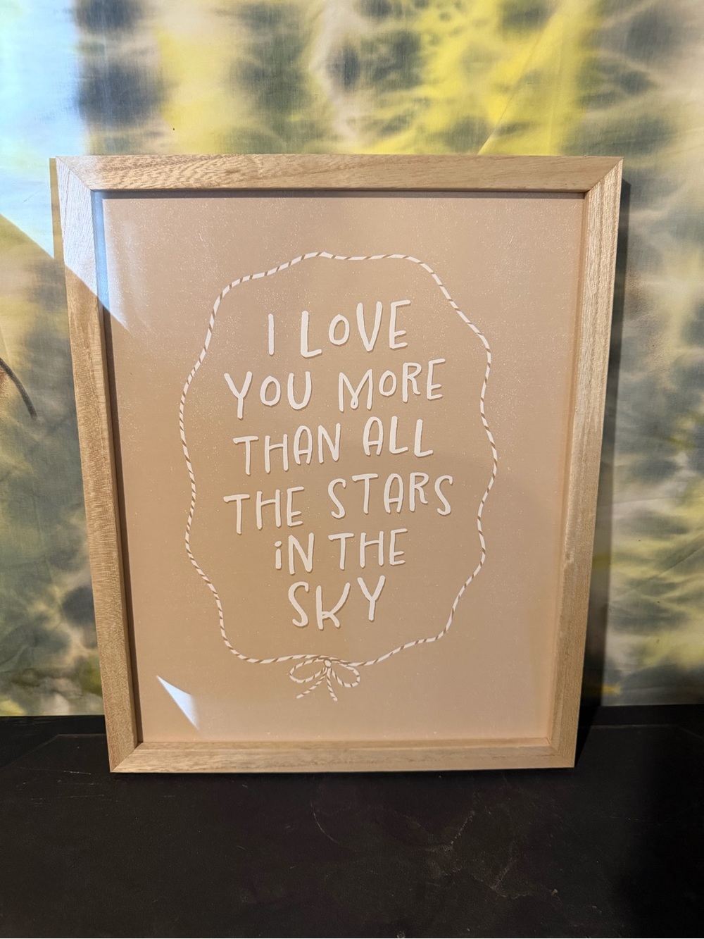 Framed Beige Wall Art Sign - "I Love You More Than All The Stars In The Sky"